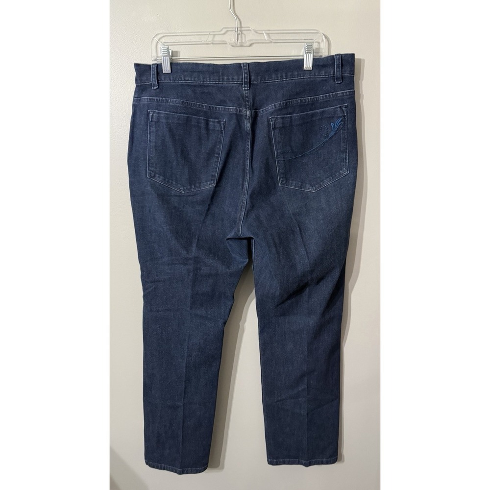 Soft Surroundings Jeans Womens‎ 16P Dark Wash Straight Leg Stretch Blue Denim - Picture 2 of 10